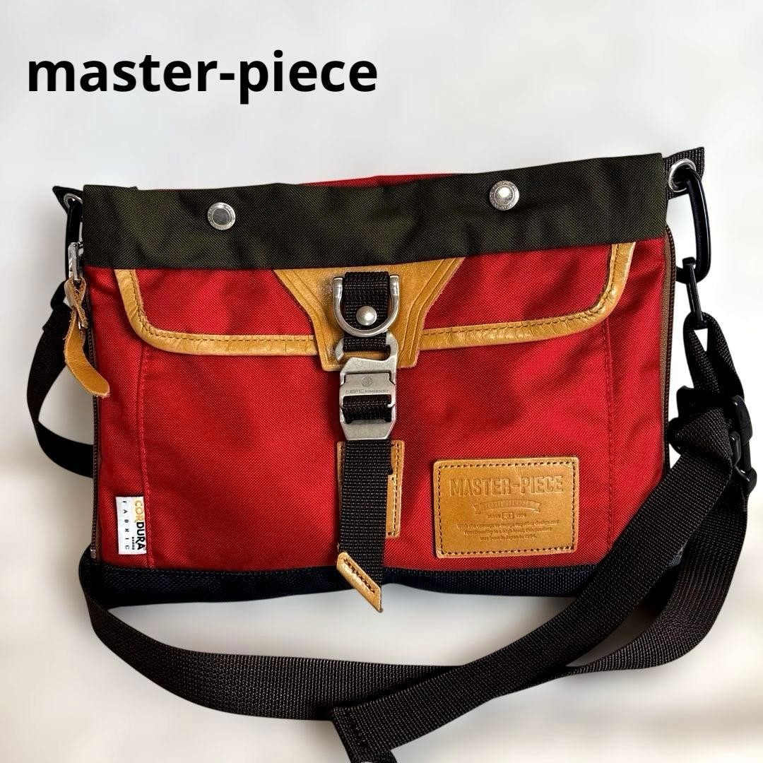Master-piece Sacoche Shoulder Bag Red & Navy, Minimal Wear, 21cm x 28cm