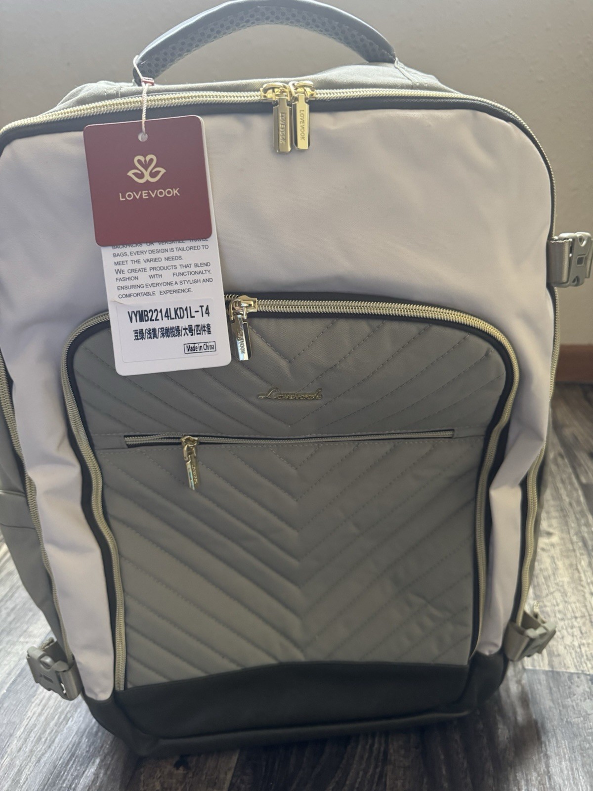 LOVEVOOK Gray Large Backpack Zip/Buckle Closure Adjustable Straps Top Handle