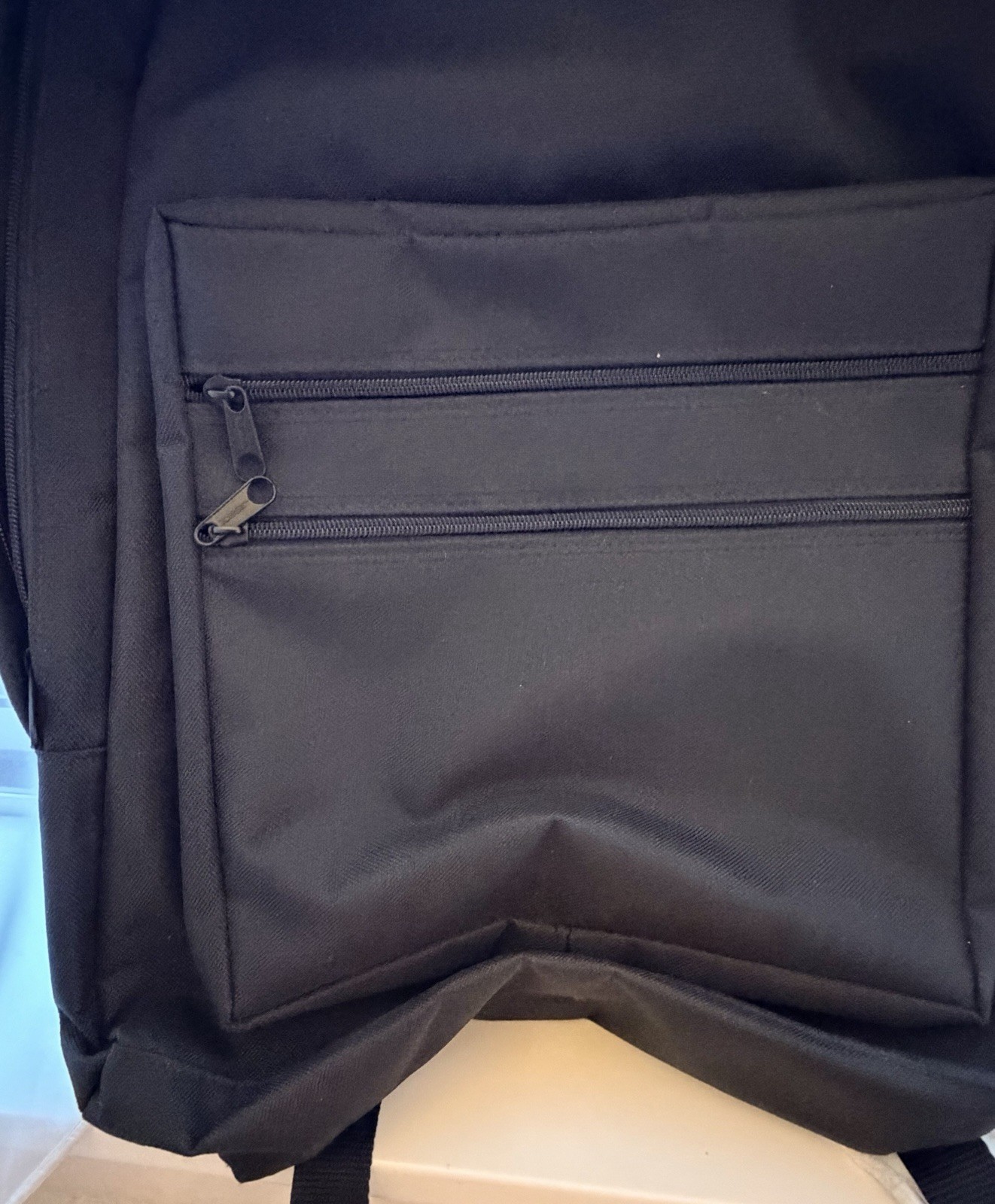 Black Backpack Book Bag School Travel Daypack Dual Front Zip Pockets Lightweight