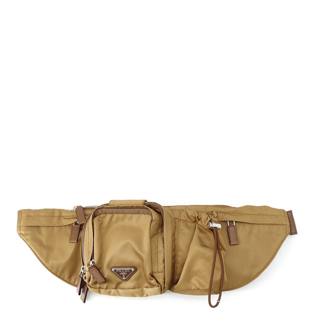 PRADA Logo Crossbody Bag Nylon Brown VA0056