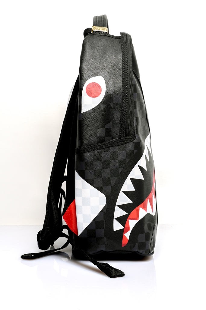 Sprayground Black Checkered Mini Duffle Shark In Paris Logo Monogram New Bag