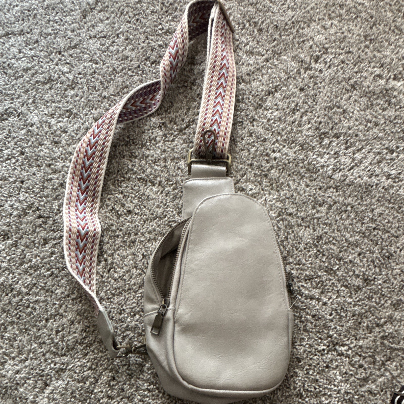 Men’s Gray Crossbody Sling Bag, Zip Closure, Adjustable Strap, Small