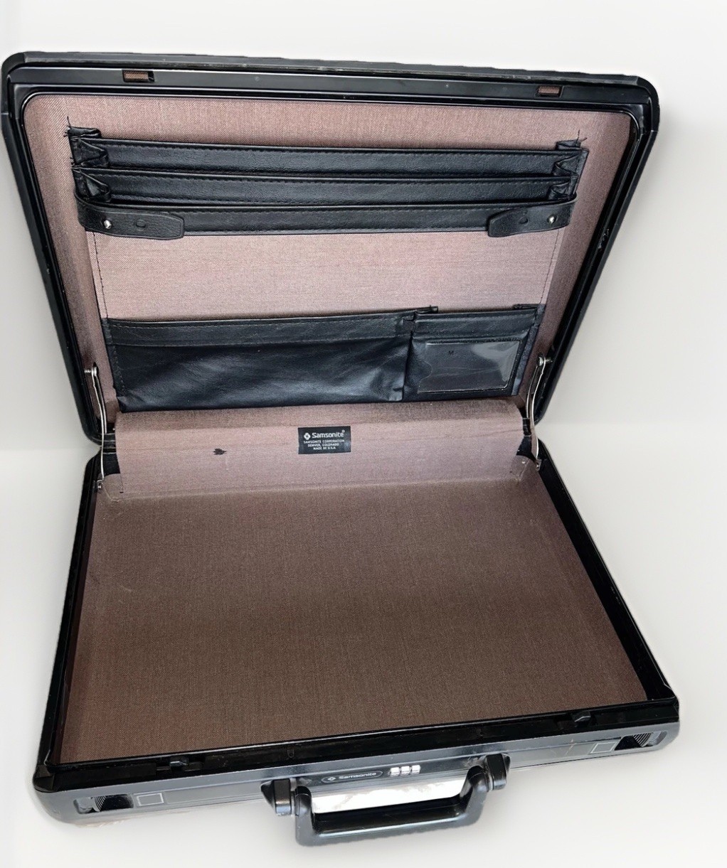 Vintage Samsonite Brown Hard Shell Briefcase Combo Lock Expanding Folder 19×13”