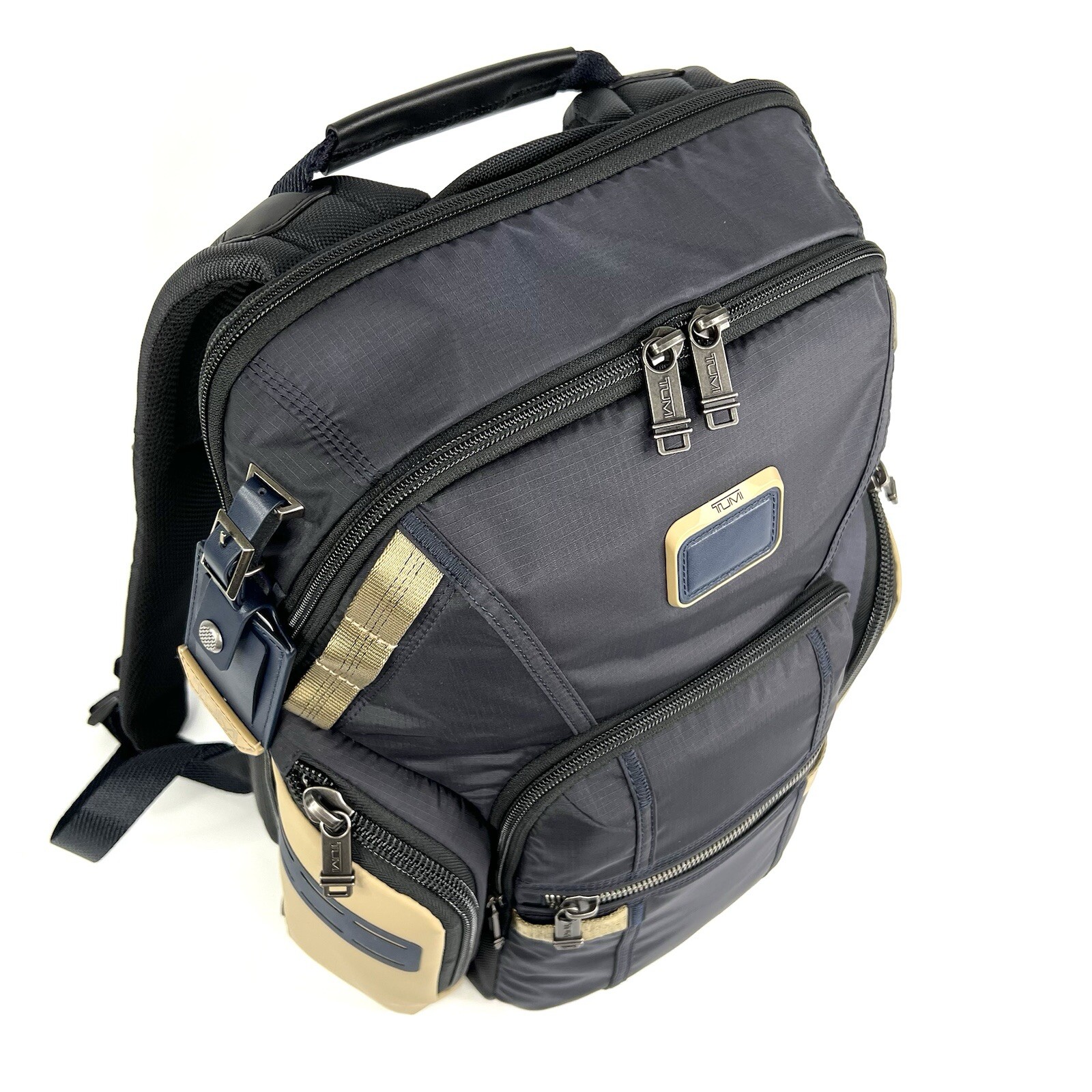 TUMI Navigation Backpack Laptop Business Bag Midnight Navy and Khaki EXPANDABLE