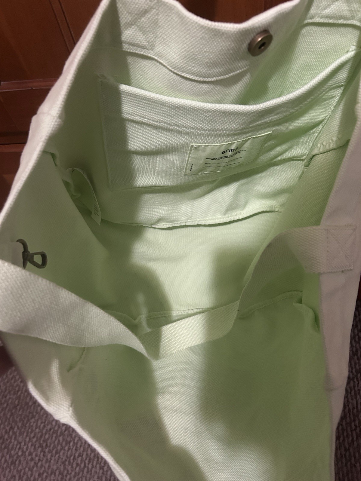 FIGS light green Tote Bag Button Closure Double Handles Unisex Casual Travel