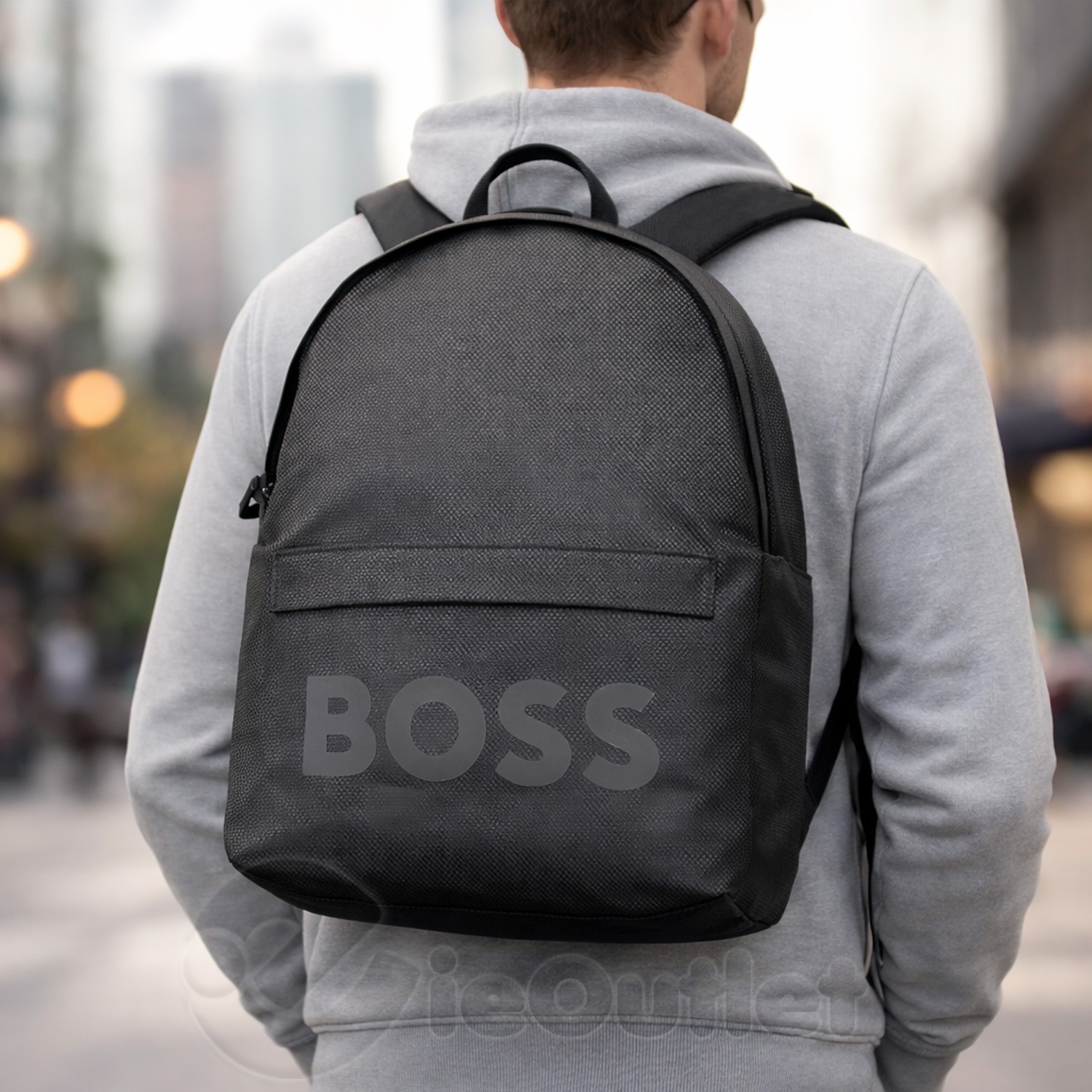 BRAND NEW Hugo BOSS Logo Pixel Lightweight Travel Zippered Backpack – Black