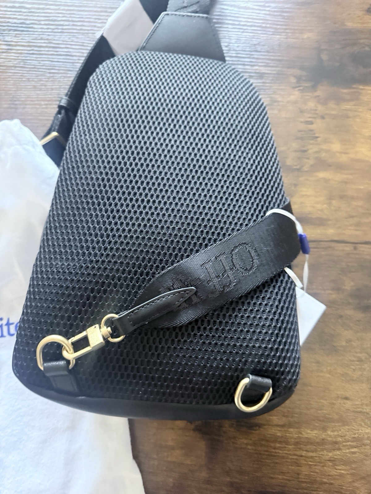 Off-White Black Men’s Crossbody Sling Bag, Zip Closure, Adjustable Strap