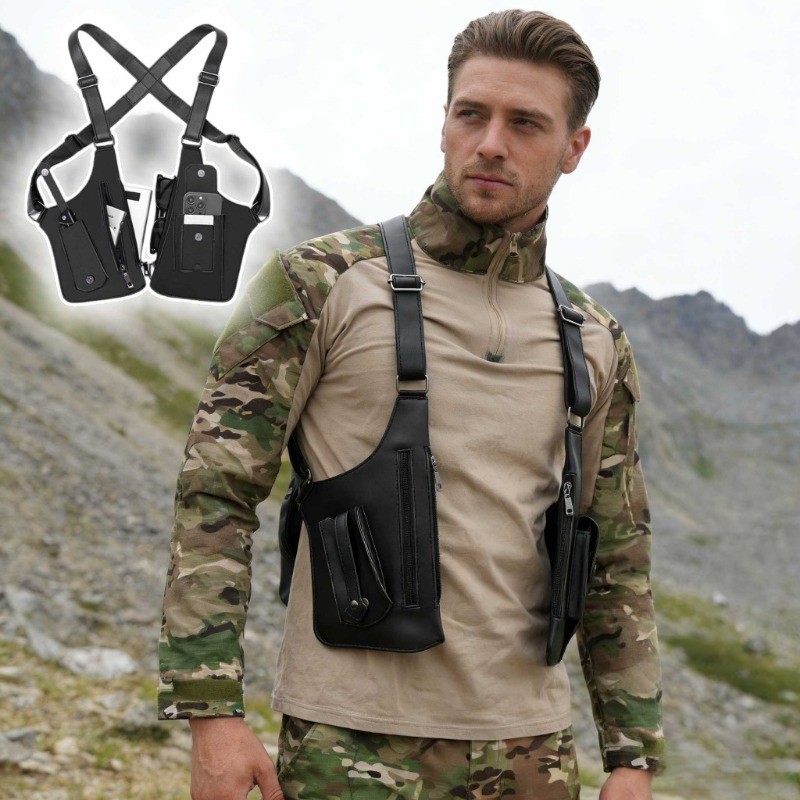 Premium Leather Underarm Shoulder Bag for Men, Anti-Theft Double Shoulder Armpit