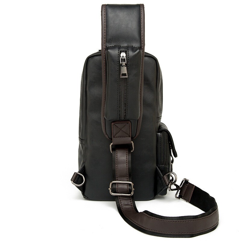 New Fashion Mens Leather Shoulder Chest Bag Waist Messenger Sling Crossbody Bags