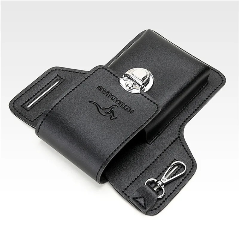 Men’s Leather Belt Waist Bag Phone Pouch Key Holder Work Fanny Pack Holster