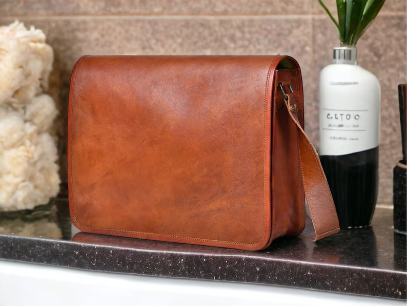 Handmade Genuine Leather Top Handle Bag – Brown Shoulder and Crossbody Bag