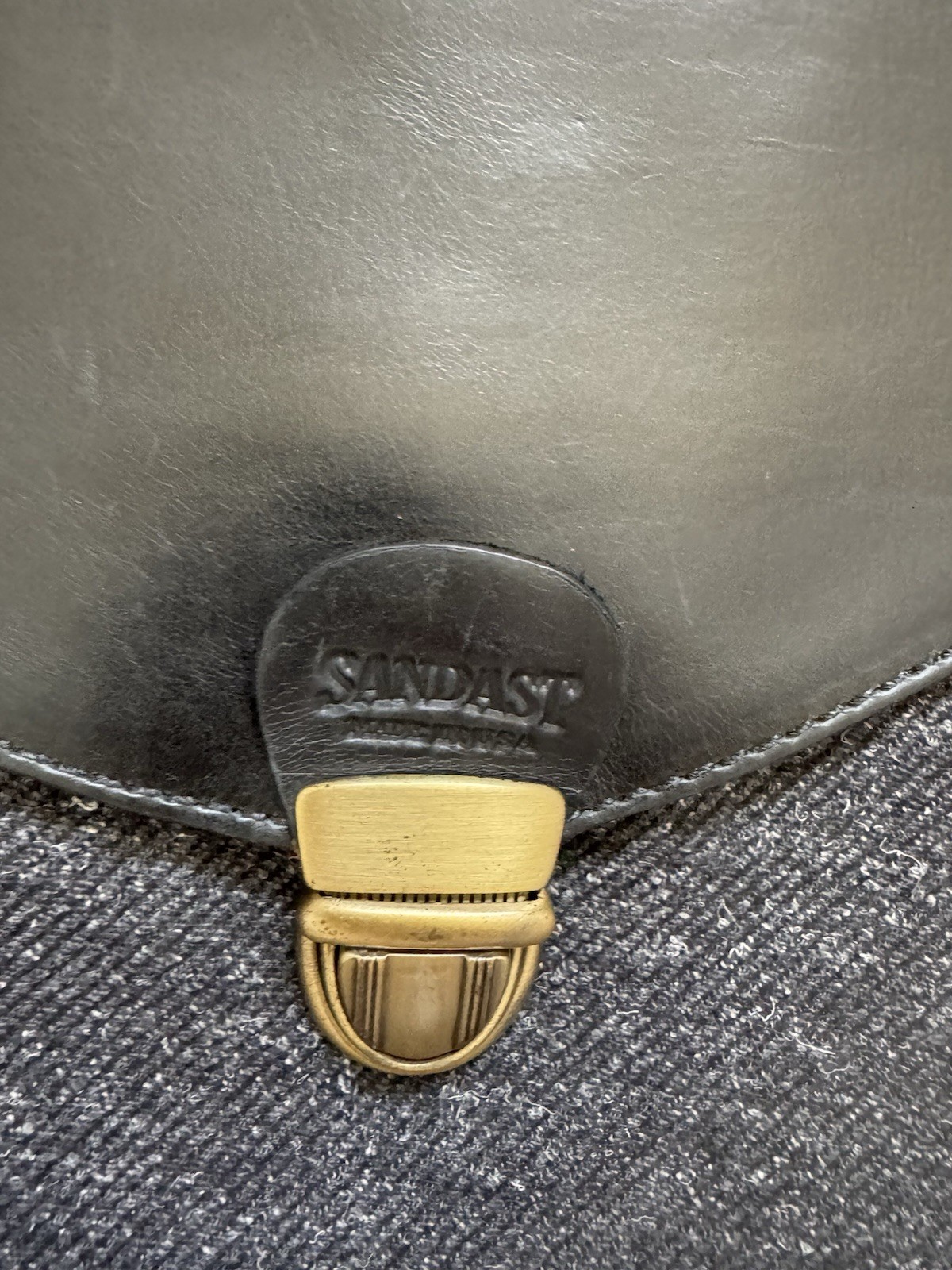 Sandast Black Gray Herringbone Briefcase Large Push Lock Men Inner Pockest