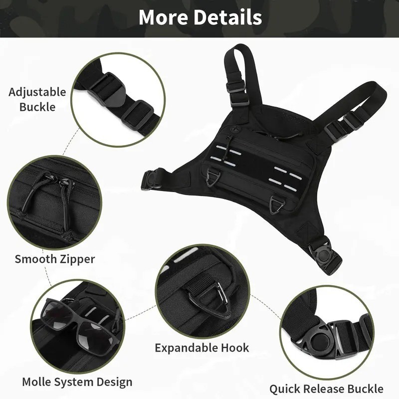 Sport Running Combat Chest Rig Bag Front Pouch Recon Kit Pack Protective Vest