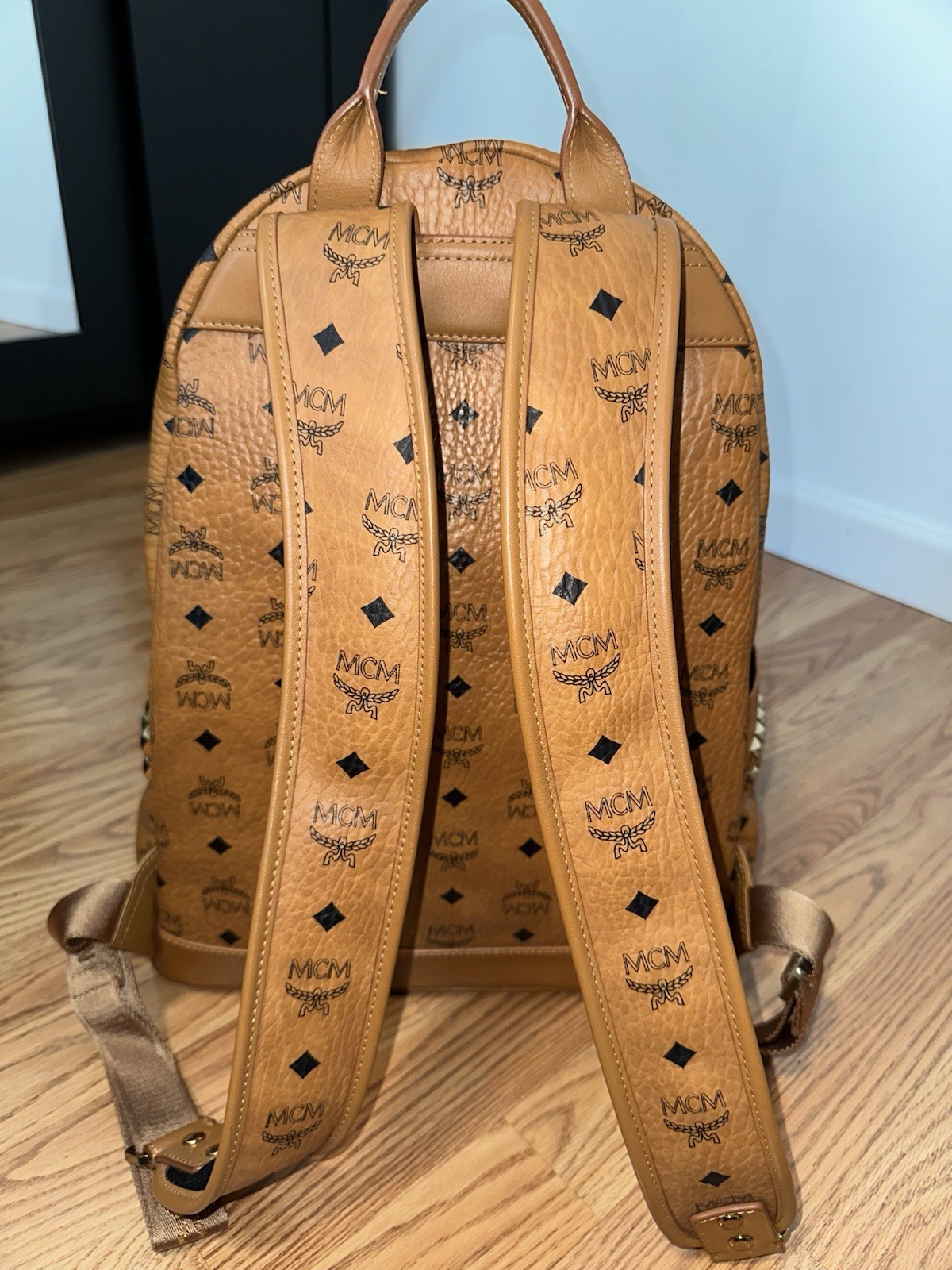 MCM Stark Backpack In Side Studded Visetos (2017) – Cognac – Medium -Barely Worn