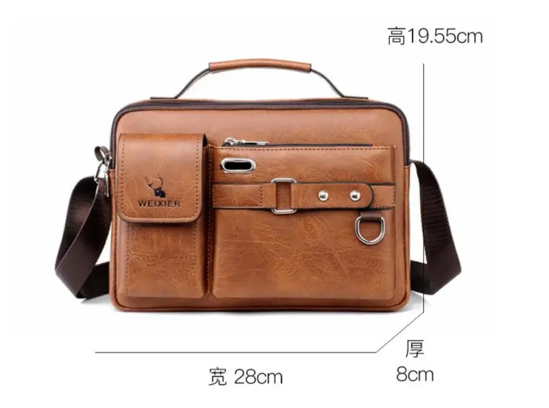Men Shoulder Bag Pu Leather Business Messenger Bag for Man New