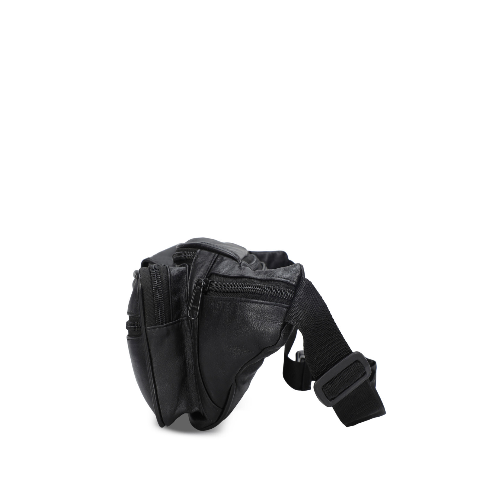 Black Genuine Leather Fanny Pack Phone Hip Waist Bag Travel Sport Holder