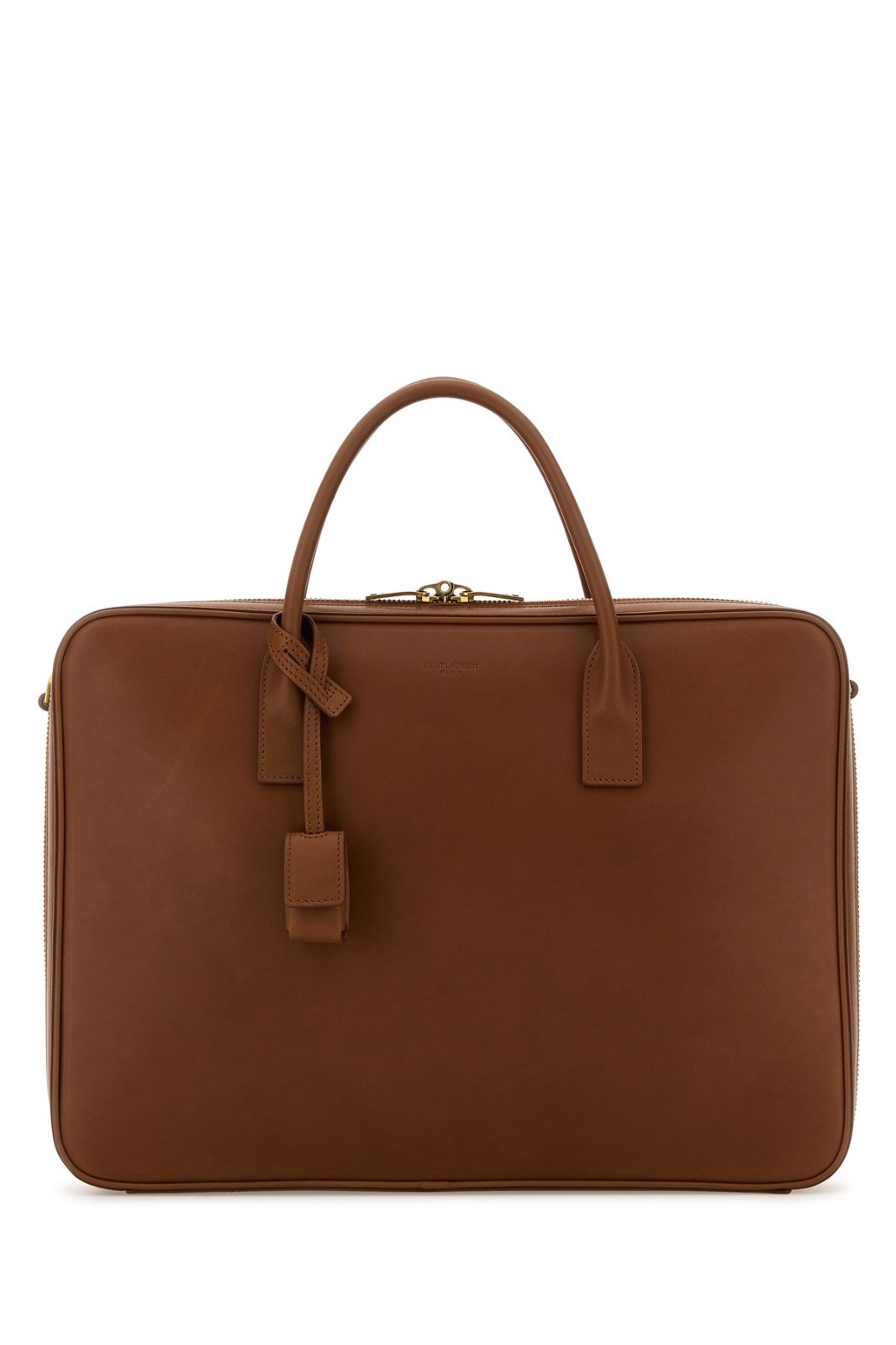 Saint Laurent Caramel Brown Leather Briefcase Bag New & Authentic