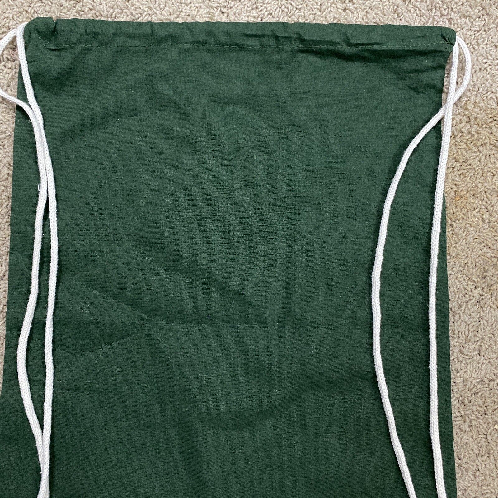 4 Drawstring Backpacks Cotton Canvas 18″x13″ Dark Green Causal Day Bag