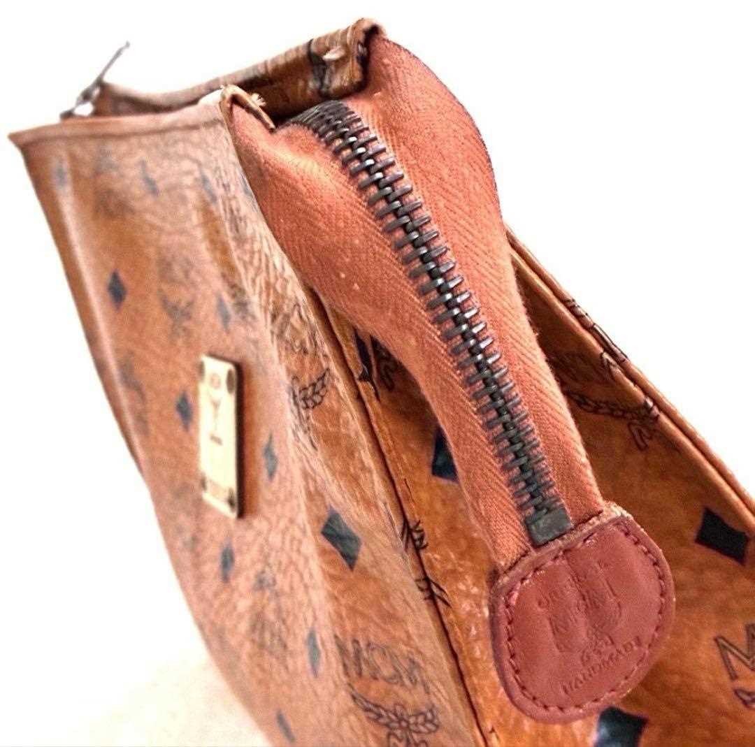 MCM Clutch Second Bag Small Logo Leather Brown Unisex Men’s USED FROM JAPAN