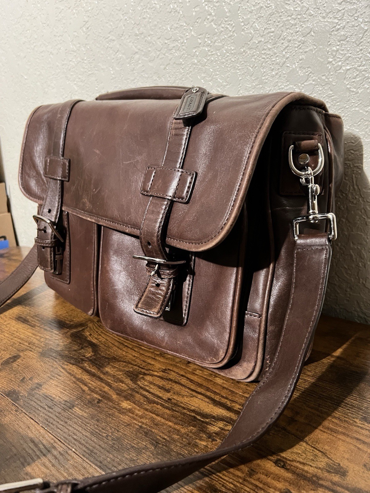 Vintage Coach Wall Street Bag Brown Glove Leather #A33-5241 Rare
