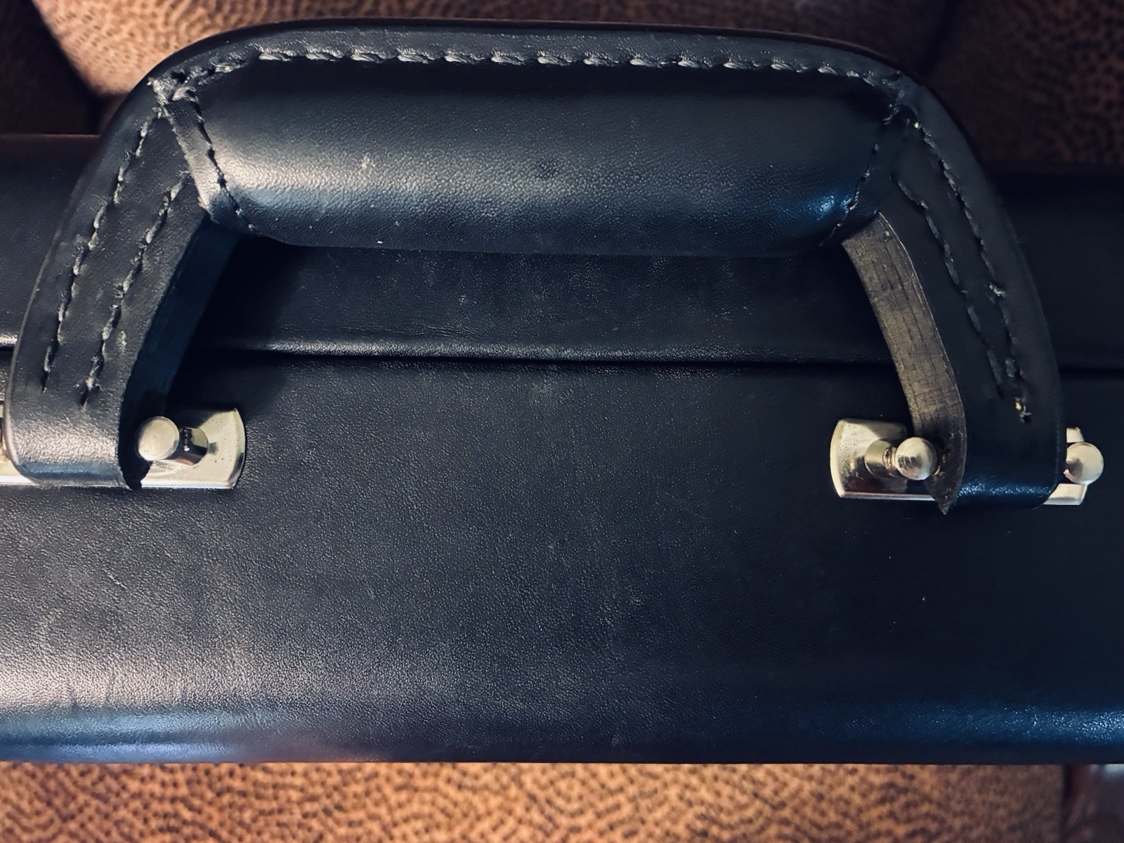 Korchmar Black 19” Briefcase Dual Combination Flip Lock Soft Patina Leather*GUC