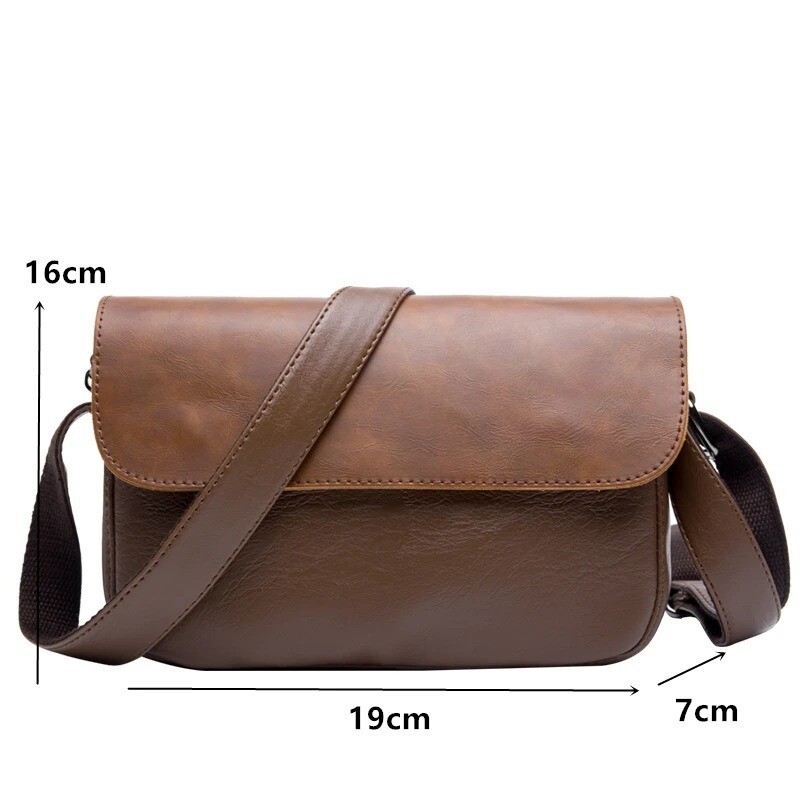 Retro Shoulder Bag Men Crossbody Street Fashion Soft Leather Messenger Handbags