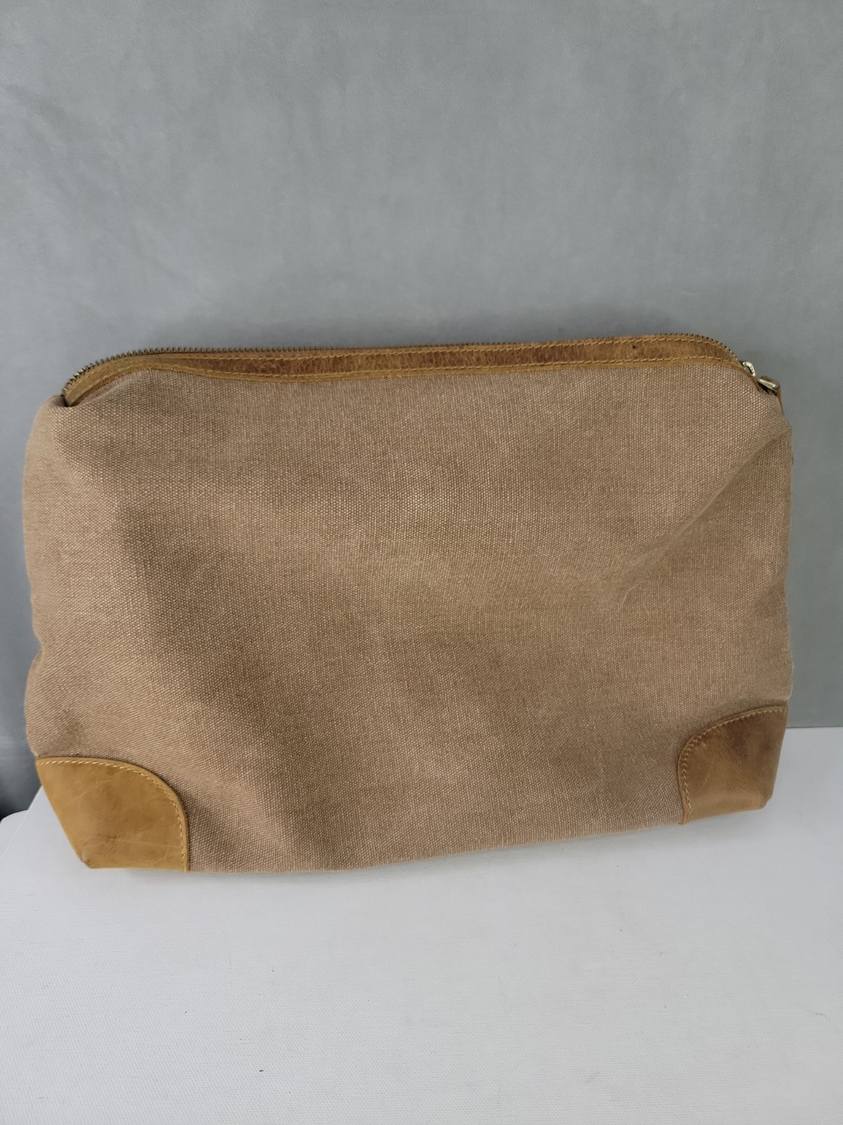 S-ZONE Canvas Leather Dopp Kit Toiletry Travel Shaving Bag Brown