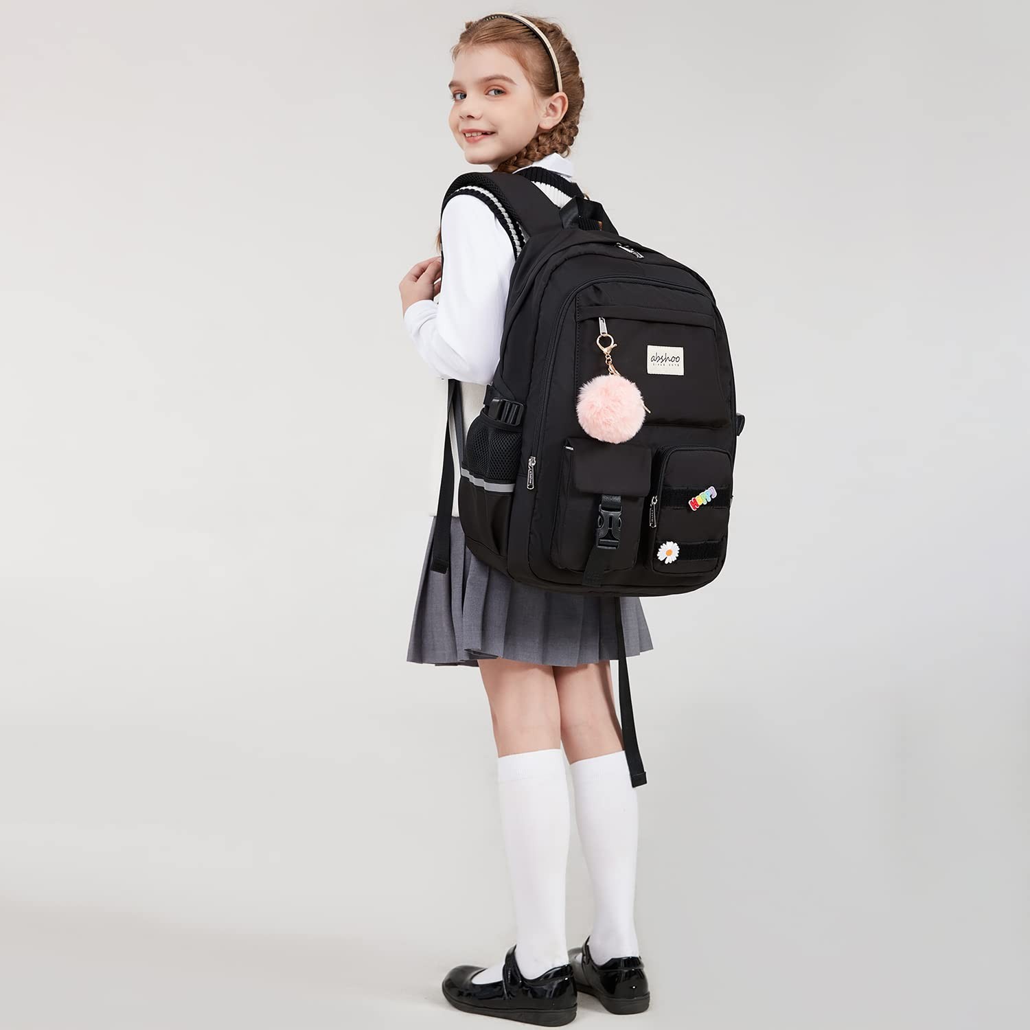 Big Student Laptop Backpack College Women Middle School Teen Girls Black