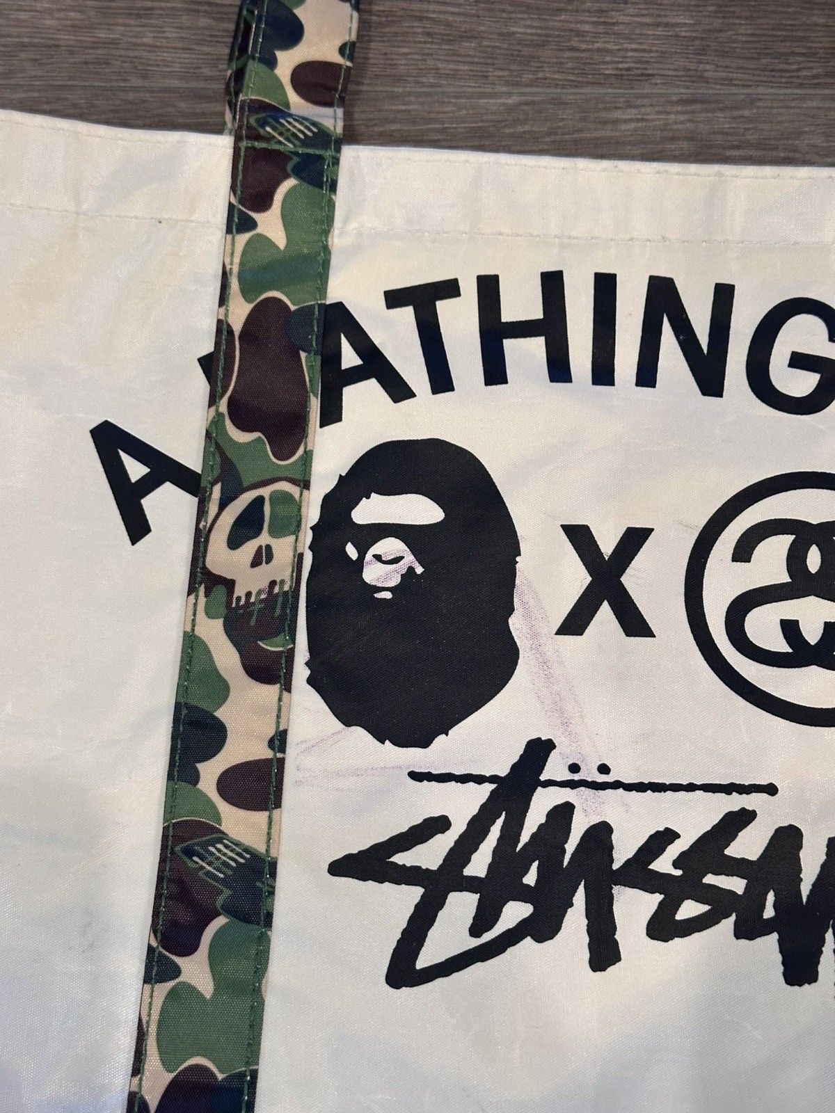A Bathing Ape Bape x Stussy Collaboration Tote Bag *HAS MARKS SEE PHOTOS*