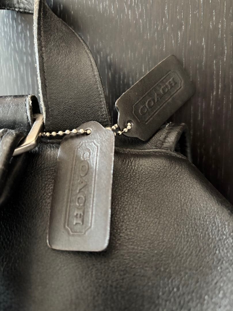 COACH Vintage Black Leather Backpack Double Pocket Men size 33cm 35cm 10cm