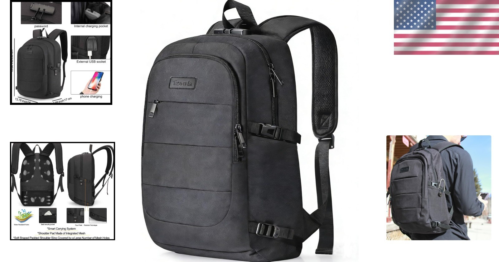 Elegant Anti-Theft Laptop Backpack with Giant Tumbler Holder – 15.6 Inch