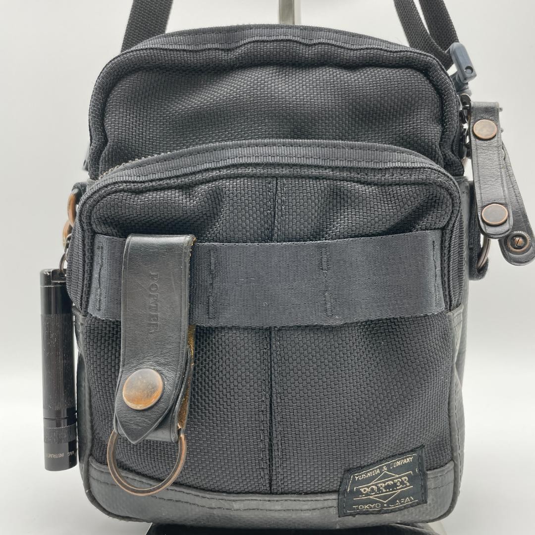 PORTER Shoulder Bag Nylon Black Crossbody Yoshida Kaban 14x19x6cm Strap 110cm