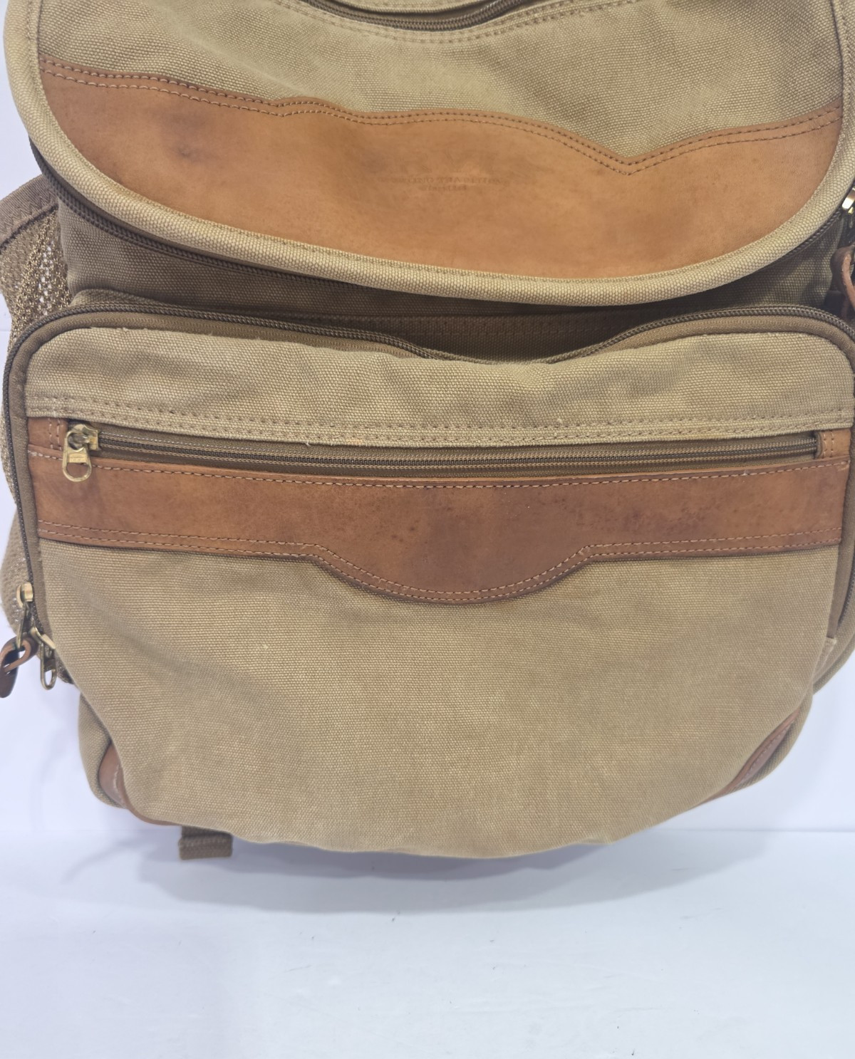 Vintage Orvis Battenkill Leather and Canvas Backpack Outdoor Travel Bag