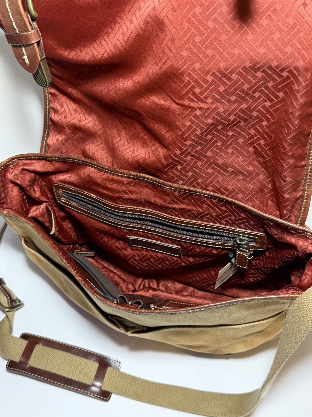 Cole Haan Messenger Bag canvas and leather new with tags sansone collection