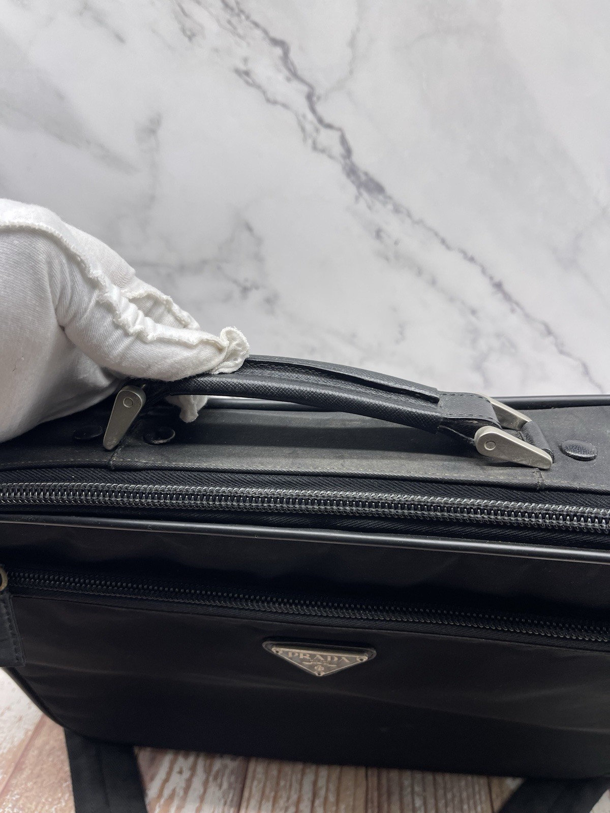 Authentic Prada Black Tessuto Nylon Briefcase Laptop Bag w/ Strap USA Seller