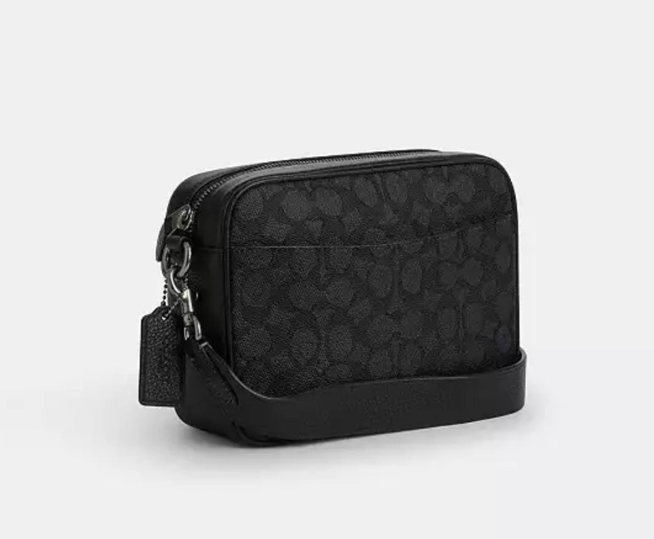 NWT 🖤 COACH MEN’S CW217 Warner Crossbody Bag In Signature Canvas Charcoal/Black