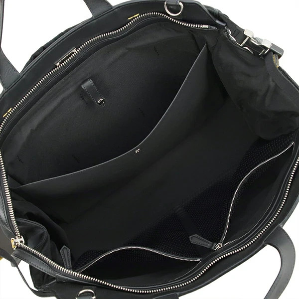 Fendi PEEKABOO Iconic Medium Pecan Canvas Leather 7VA501 Black Shoulder bag 2WAY