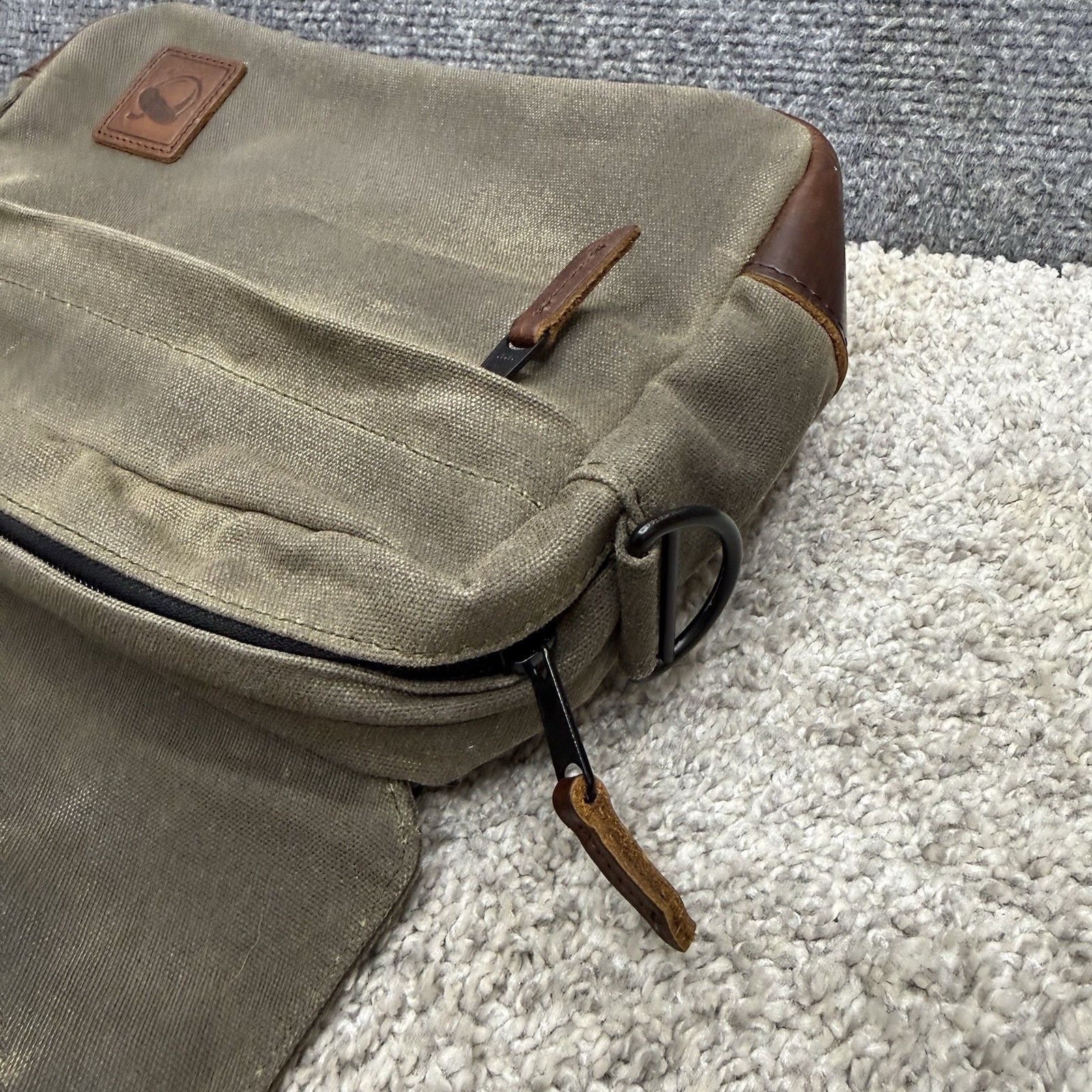 NutSac Canvas Messenger Bag distressed w/ Patch and no shoulder strap