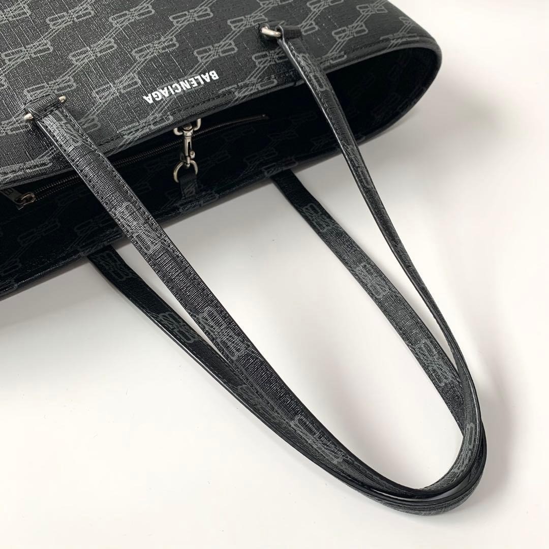 BALENCIAGA Signature BB Monogram Shopper Tote Bag PVC Black 702698 Used