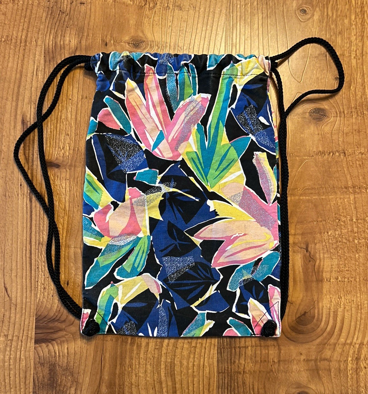 Rare VANS Off The Wall Draw String Cinch Bag Tropical Floral Retro 90s Colors