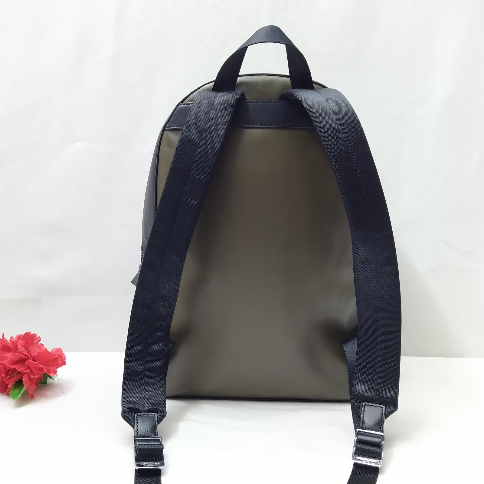 Michael Kors Olive Green Leather Zipper Closure Top Handle Backpack