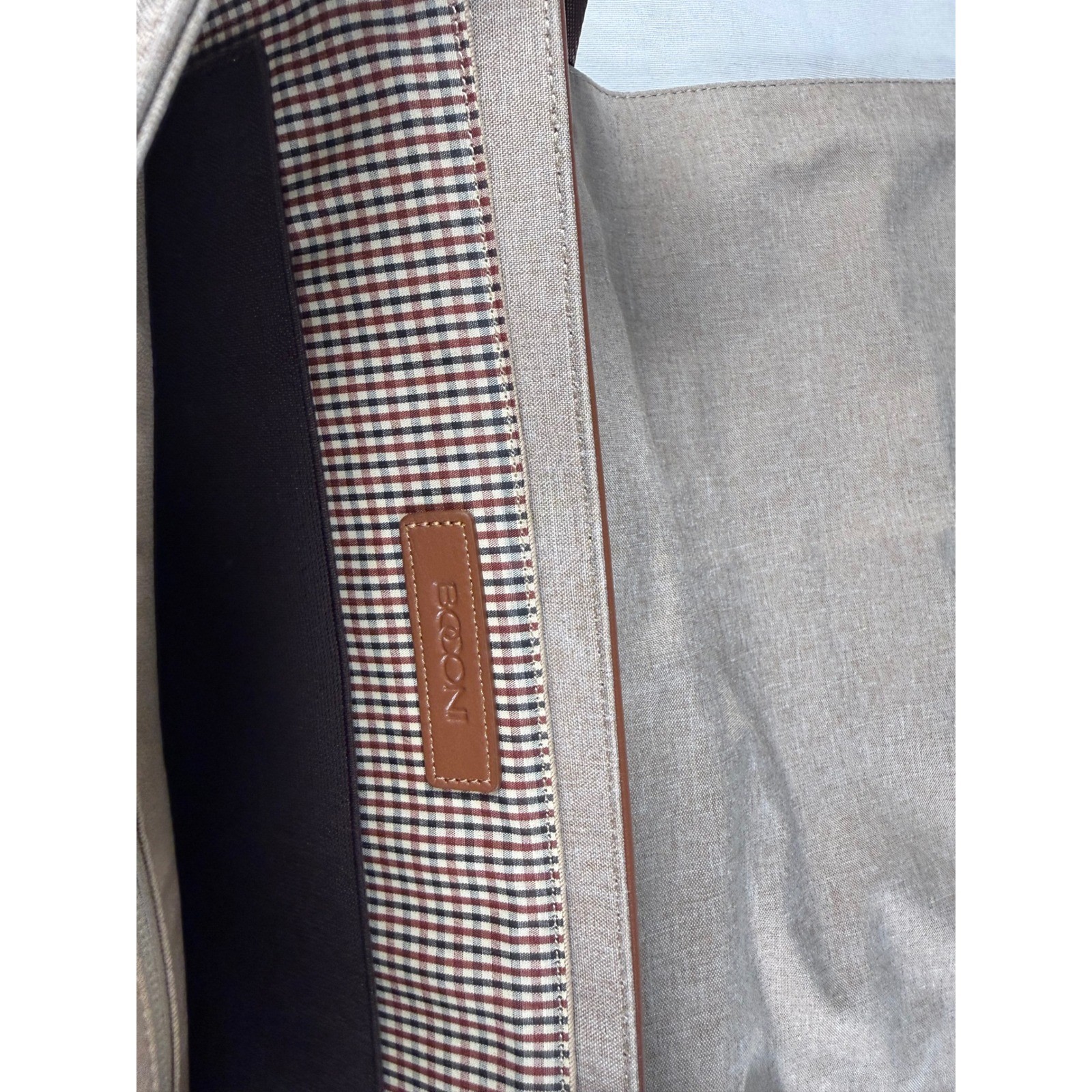 Boconi RPET Slim Messenger Bag Brown Leather Recycled Fabric Laptop RFID New