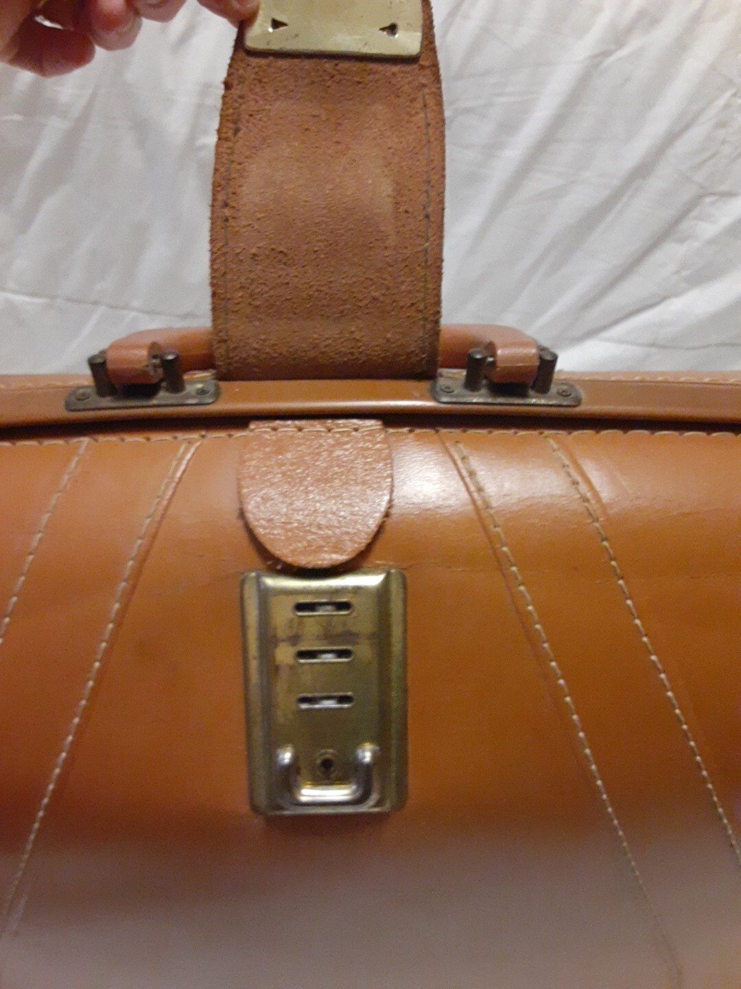 Vintage businessman Briefcase Split Cowhide Leather Doctor’s Bag no key 16x6x12″