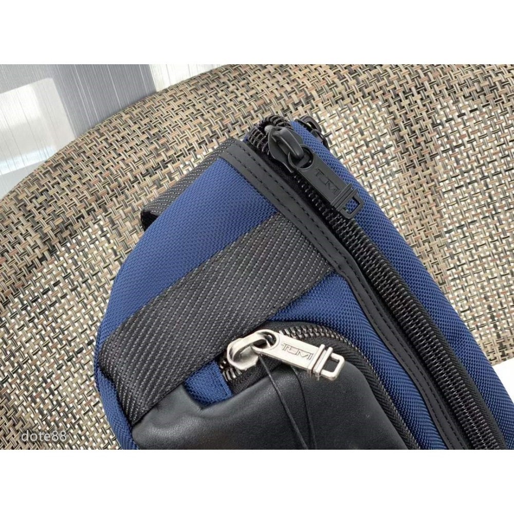 NEW TUMI Ballistic Nylon & Leather Chest Bag Navy Men’s Crossbody Sling Bag