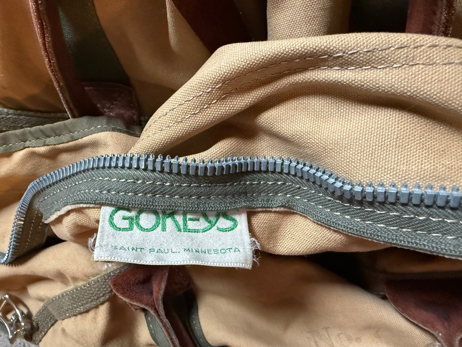 VTG Gokeys Battenkill No. 7 Canvas Duffle Travel Bag – Tan/Green – 24 x 12 x 12