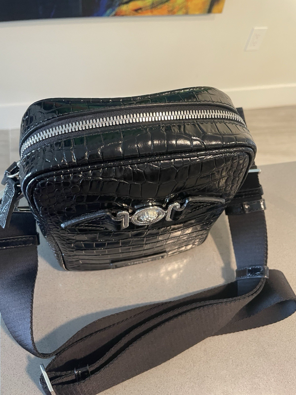 Versace Medusa Biggie crocodile-embossed crossbody bag $1400