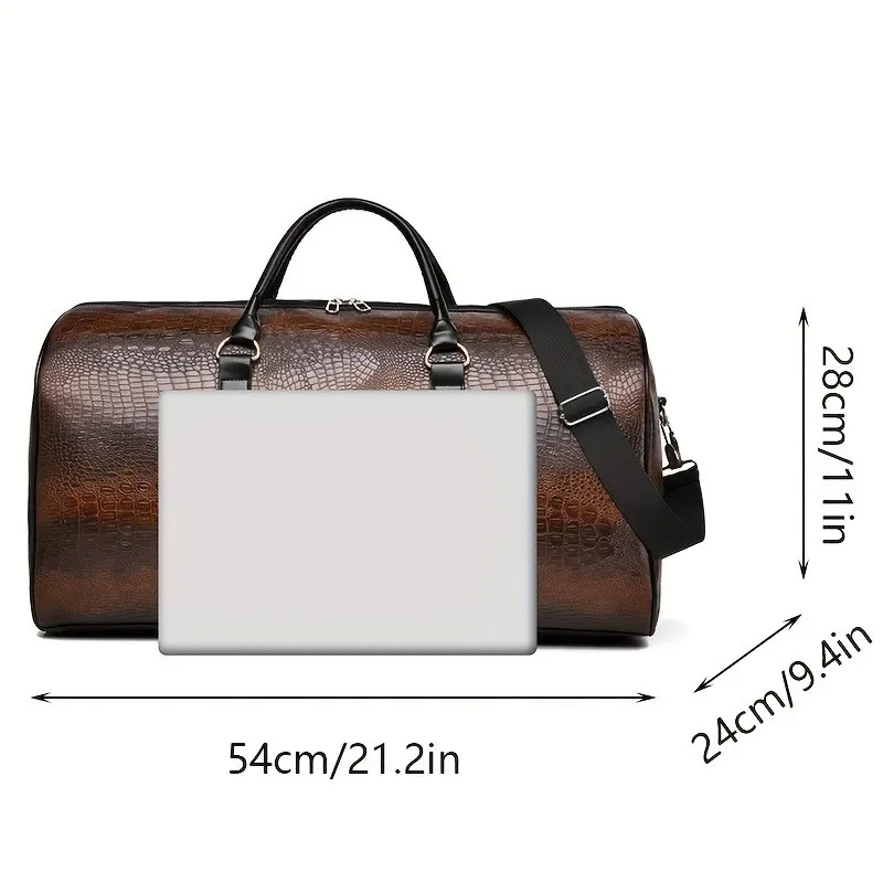 Large Capacity Retro Crocodile-Textured Travel Duffel Bag – Durable Unisex Vacat