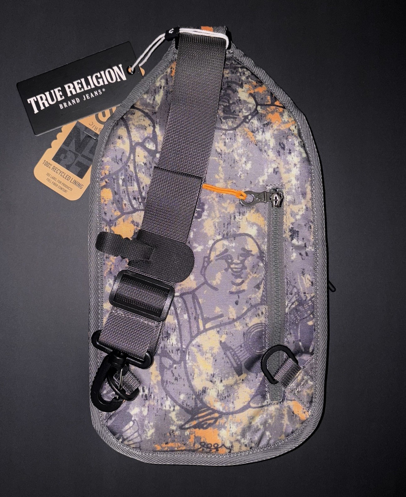 True Religion Monogram Horseshoe Crossbody Petrol Sling Camo New W/Tag