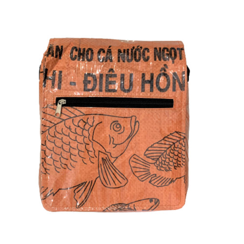 Fair Trade Recycled Fish Feed Small Messenger Bags Handmade in Cambodia!!