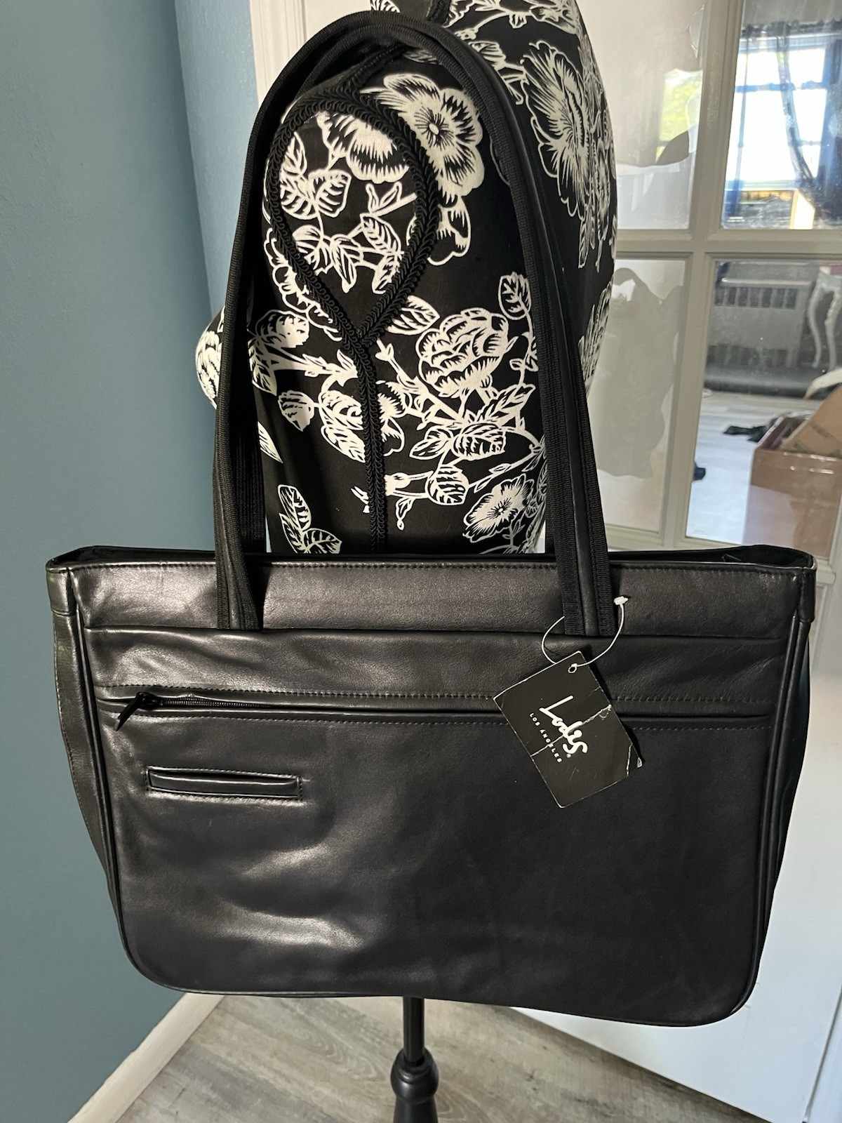 NWT! SHARP! LODIS 640XB Black Nappa Leather Microfiber Expandable Laptop Case